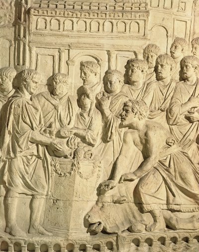 サルマティアヌスがトラヤヌスの柱（石膏）のキャストからの詳細、ローマ人に敬意を表して 作： Roman